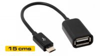 Cable de datos USB 2.0 A a Micro B OTG 0.15m Negro