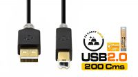 Cable HQ aluminio USB Tipo A-B M/M Gold Plated