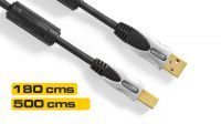 Cable HQ aluminio USB Tipo A-B Gold Plated M/M