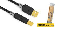 Cabo USB tipo A-B goldplated M/M preto 3m
