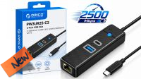 Hub USB 3.1- 1xUSB 3.0 + 1xUSB-C - 1xRJ 45 2.5G preto