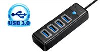 Hub USB 4x USB 3.0 preto 0.15m