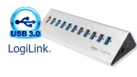 Hub USB 3.0 10+1(2.1A) portas com alimentação alumínio cinzento