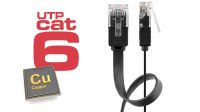 Cable de red Flat U/UTP Cat. 6 certificado CU Negro