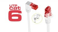 Cable de red U/UTP Cat.6 CCA 1x 90º angulado Blanco 1m