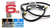Cable de red Cat.6a S/FTP RJ-45 AWG26/7 Negro