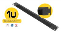 Painel frontal 19" para conduta de cabo com escova 1U preto