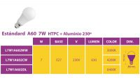 Lámpara Led E27 cerámica A60 7.5W 3000K 230V