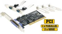 Tarjeta Longshine PCI 1 puerto paralelo y 2 puertos série RS-232 con soporte de bajo perfil