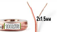 Bobina de cable de audio 2 x 1.50mm 100m Transparente