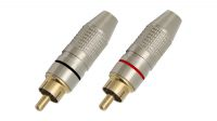 Conector RCA prateado conectores com banho dourado preto/vermelho (2)