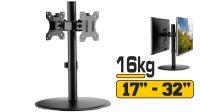 Suporte mesa c/base 2 monitores vertical 17"/32" negro 8Kg max