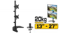 Suporte de mesa com base 2 monitores vertical 13/27" preto 20Kg máx.