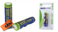 Batería / Pila recargable 3.7V Lithium-ion 18650 3000mAh (polos lisos) Litio