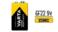 Pila 6F22 VARTA Cloruro de zinc 9V