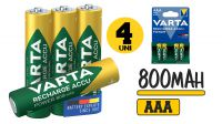 Pilha AAA recarregável Varta 800mAh NIMH blister (4)