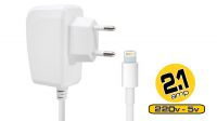 Cargador de smartphone y tablet iPhone/ipad  2.1A Blanco Apple