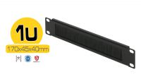 Painel frontal 10" para conduta de cabos 1U com escova preto