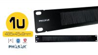 Painel frontal 19" para conduta de cabos 1U com escova preto