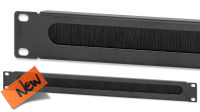 Panel frontal 19" para conducto de cables con cepillo 1U Negro