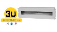 Painel de distribuição 19" com DIN rail 3U cinzento