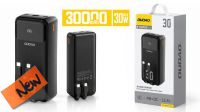 Powerbank USB bateria 30000mAh  USB-C - USB-A lightning max. 3Amp preto