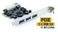 Placa PCI-E 3 puertos USB 3.0 ext + 1 USB interna