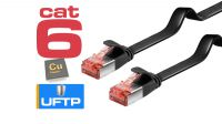 Cable de red Flat U/FTP Cat.6 certificado CU blindado Negro