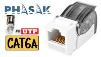Conector Keystone Phasak UTP Cat. 6A toolless 90º branco