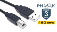 Cable USB 2.0 PHASAK Tipo A-B 1.8m