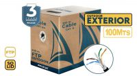 Bobina de cable PHASAK para exteriores FTP Cat. 6a Cable CCA sólido AWG23 Negro 100m