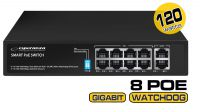 Switch 8p. 10/100/1000Mb/s PoE + 2 Uplink IEEE802.3at/af