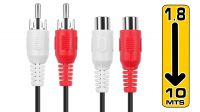 Cable multimedia 2 RCA Macho a 2 RCA Hembra