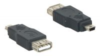 Adaptador USB A Fêmea a USB mini B 5 pinos Macho preto