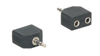 Adaptador audio stereo Jack 3.5mm Macho a 2x Jack 3.5mm fêmea preto