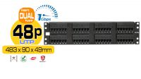 Painel de transferência 48 portas UTP Cat.5E 2U 19" Dual Block