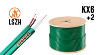 Bobine cabo coaxial KX6+2 cabos alimentação verde LSZH 300m