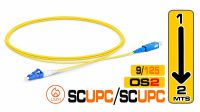 Cabo fibra óptica SM OS2 9/125 SC/UPC-LC/UPC SX LSZH amarelo 1m