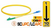 Cabo fibra óptica SM OS2 (G657A2) 9/125µ SC/UPC-LC/APC SX 3.0mm LSZH amarelo 10m
