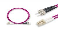 Cable de fibra óptica MM OM4 50/125 LC-ST/UPC DX LSZH Violeta 2m
