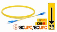 Cabo fibra óptica SM OS2 9/125µ  SC/UPC - SC/UPC  LSZH SX amarelo  15m.