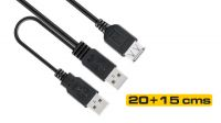 Cable de extensión dual USB 2.0 A-A M/H 0.2m + 0.15m