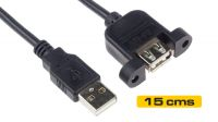 Cable de extensión USB Tipo A a Tipo A panel Hembra 0.50m