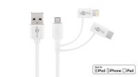 Cabo de dados e carga USB - Micro B com adaptador lightning 08P/USB C branco 1m