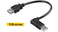 Cable de extensión USB 2.0 angulado con conectores A Macho y Hembra con 0.15m