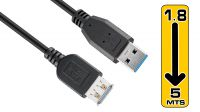 Cable extensor USB 3.0 A/A M/H Negro