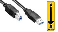 Cabo USB 3.0 tipo A-B M/M negro