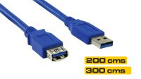 Cabo de extensão USB 3.2 Gen1 A/A M/F azul
