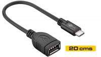 Cable extensión USB-C Macho a USB 2.0 A Hembra Negro 0.2m