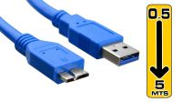 Cabo USB 3.0 Tipo A Macho a Micro B Macho em Azul